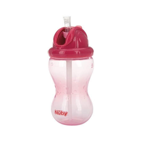 Nüby, No-spill flaske med sugerør, 12+ mdr., Pink