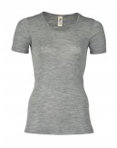 T-shirt til dame i uld og silke, Light grey mélange