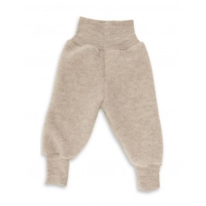 Bukser i 100% merino uld til baby, Sand mélange