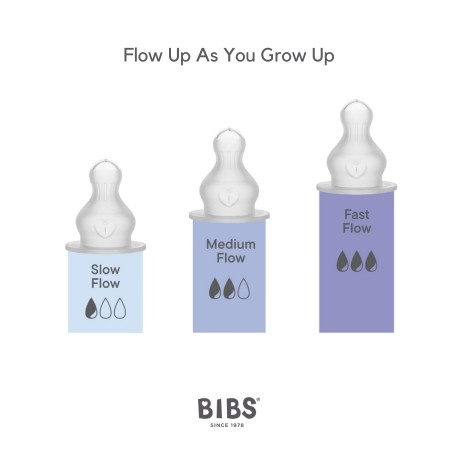 BIBS Bottle Nipple, Flaskesut - 2-pak, Silicone, Slow Flow