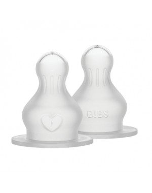 BIBS Bottle Nipple, Flaskesut - 2-pak, Silicone, Slow Flow