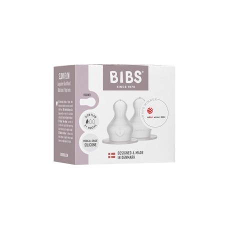 BIBS Bottle Nipple, Flaskesut - 2-pak, Silicone, Slow Flow