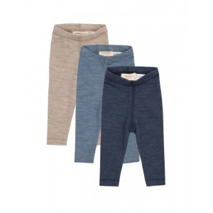 Leggins i 100% merino uld til baby og børn, 3-pak