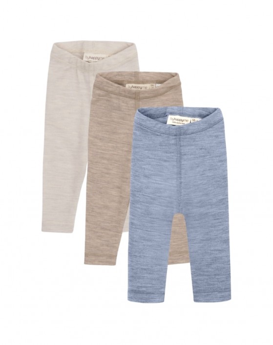 Leggins i 100% merino uld til baby og børn, 3-pak