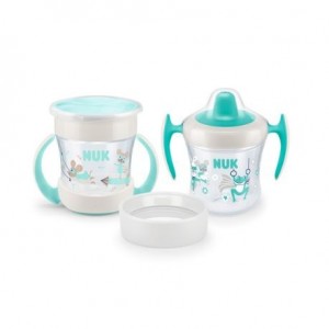 NUK  Mini Cups -muki, 3-in-1–ensimuki, Vaaleanvihreä, Yli 6 kk