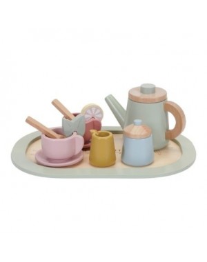 LITTLE DUTCH,  Set de thé en bois,  12 pièces Couleurs variées