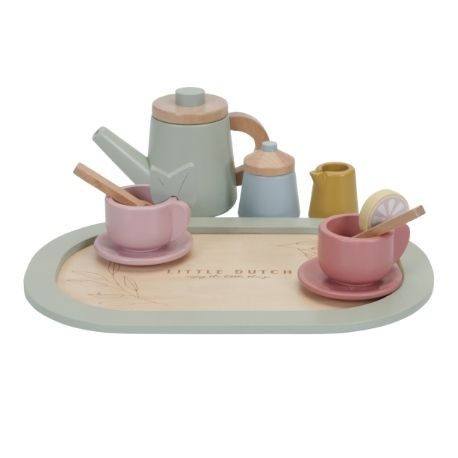 LITTLE DUTCH,  Set de thé en bois,  12 pièces Couleurs variées