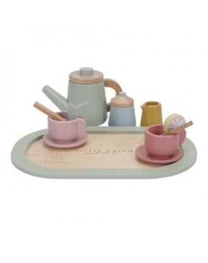 LITTLE DUTCH,  Set de thé en bois,  12 pièces Couleurs variées