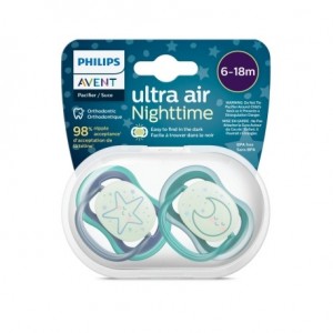 Philips Avent Ultra Air Night, Taille 2 (6-18 mois), Anatomique - Silicone