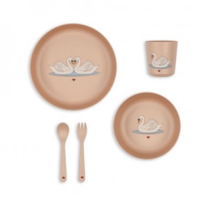 Konges sløjd, Set bol et cuillère silicone, Swan