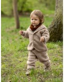 Veste en avec capuche 100% merino laine, Sand mélange