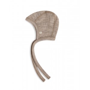 Casque bébé avec cordon en laine mérinos 100% biologique,  Epaisseur et qualité - 2 couches de tissu, CERTIFIÉ OEKO-TEX®