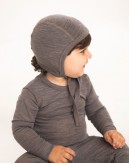 Casque bébé avec cordon en laine mérinos 100% biologique,  Epaisseur et qualité - 2 couches de tissu, CERTIFIÉ