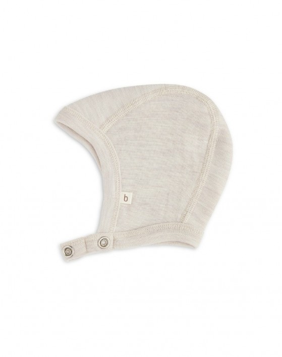 Bonnet bébé avec boutons pression en 100% laine mérinos biologique,  Qualité fine - 1 couche de tissu, OEKO-TEX®