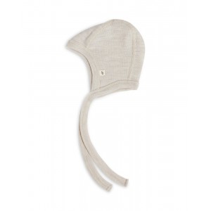 Casque bébé avec cordon en laine mérinos 100% biologique, Qualité fine - 1 couche de tissu, OEKO-TEX®