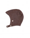 Baby helmet with push buttons in 100% organic wool,  Thin quality - 1 layer of fabric