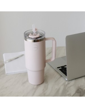 AYA&IDA, Tasse thermo avec paille, Tasse à emporter, 885 ml, Soft Rose