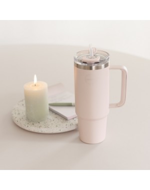 AYA&IDA, Tasse thermo avec paille, Tasse à emporter, 885 ml, Soft Rose