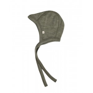 Baby helmet with string in 100% organic merino wool, Thin quality - 1 layer of fabric