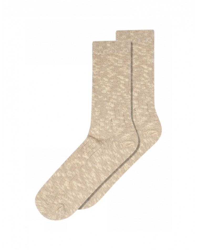 MP, Chaussettes Rustiques pour Femme avec Bordure Côtelée en Laine/Coton