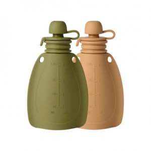 Mininor, pochette à smoothie avec cuillère 2-pack, 120 ml, Moss green/Roe deer