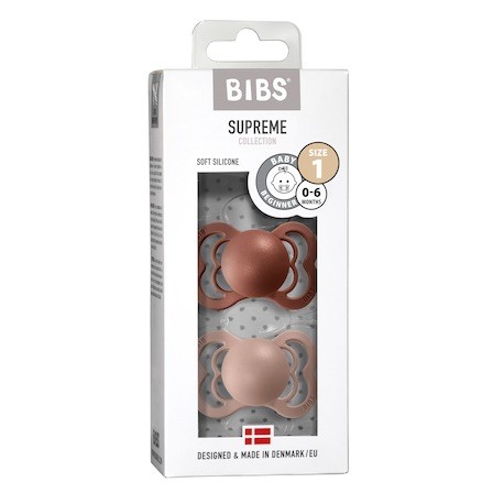 BIBS Supreme - 2 stuks,  Maat 1 (0-6m),  Symmetrisch - Silicone,