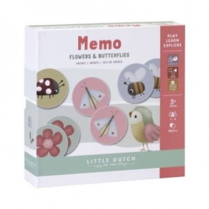 LITTLE DUTCH,  Memory spel - Karton, Bloemen & Vlinders, Diverse kleuren