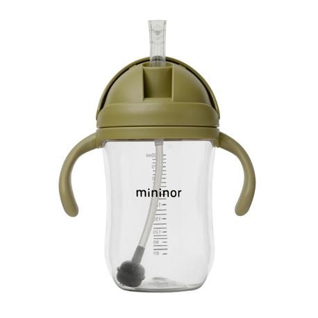 MININOR, Fles met rietje - lekvrij, 330 ml, Moss Green
