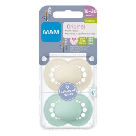 MAM Original 2 pak, Maat 3 (16-36 maanden), Symmetrisch - Silicone