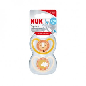 NUK Space,  Maat 2 (6-18m), Anatomisch - Silicone, 2-pack
