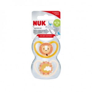 NUK Space,  Maat 3 (18-36m), Anatomisch - Silicone, 2-pack