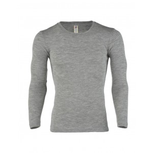 Shirt voor heren van merinoswol, Light grey melange