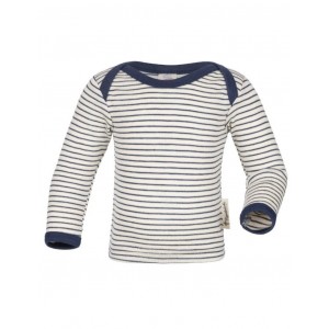 Shirt van wol/zijde, Nature/navy-blue