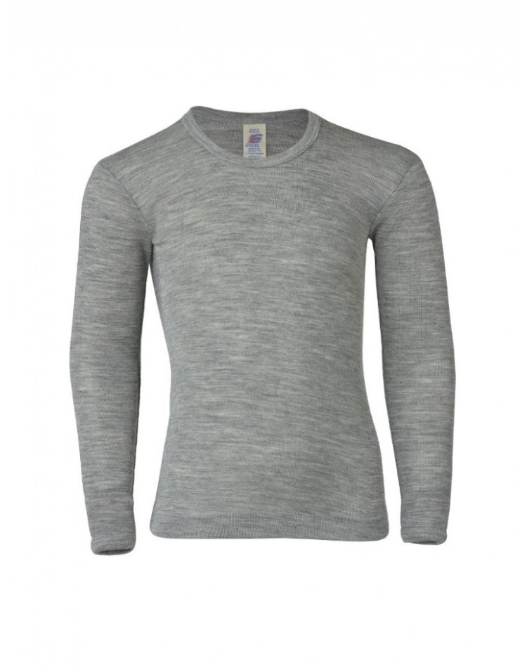 Shirt van wol/zijde, Light grey mélange