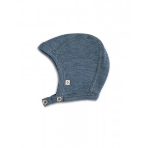 Baby helmet with push buttons in 100% organic wool,  Thin quality - 1 layer of fabric, OEKO-TEX®