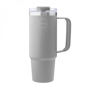 AYA&IDA, Thermosbeker met rietje, Beker voor onderweg, 885 ml, Light Grey