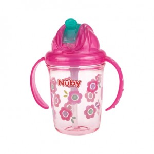 Nüby, Flip-it kopp med sugerør, 12+ mnd., Pink