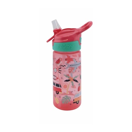 Nüby, No-spill flaske med sugerør, Pink