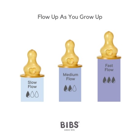 BIBS Bottle Nipple, Flasketut - 2-pk, Lateks, Slow Flow