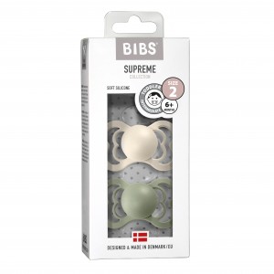 BIBS Supreme - 2 pack,  Storlek 2 (6+ m), Symmetrisk - Silikon