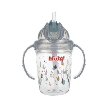 Nüby, Flip-it kopp med sugrör, 12+ mån, Grey