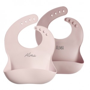 Byhappyme, Bib with name, 2-pack, Finns i flera färger