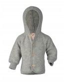 Jacka med huva i 100% merinoull, Light grey mélange