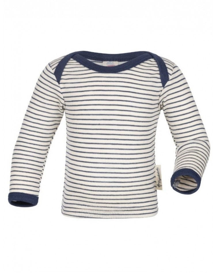 Blus i ull och silke, Nature/navy-blue