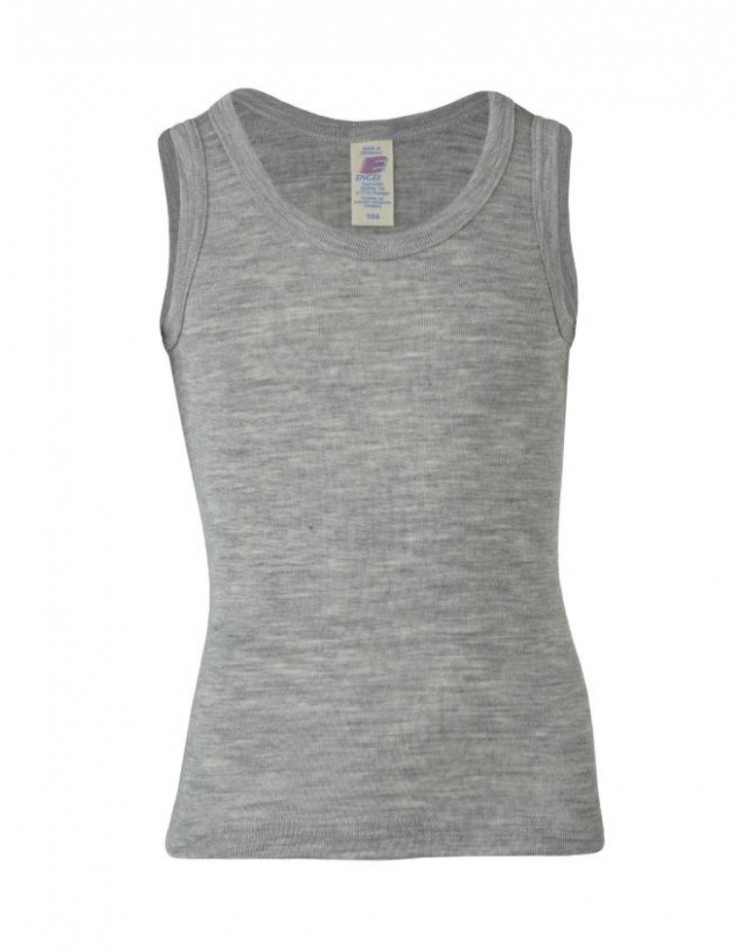 Tank top i ull/silke, Light grey mélange