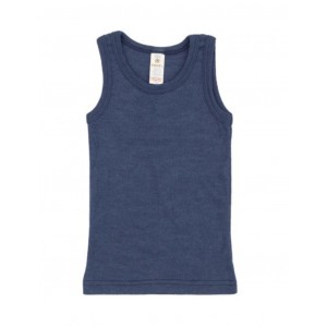 Tank top i ull/silke, Navy-blue