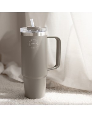 AYA&IDA, Thermo mugg med sugrör, To-go-mugg, 885 ml, Driftwood