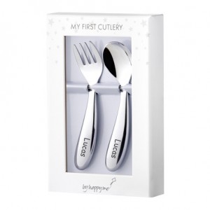 Name engraved baby cutlery set for boys