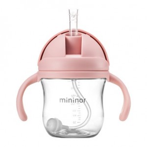 MININOR,  Bottle with straw - leak-proof, 220 ml, Pale pink,