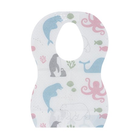 Mininor,  Disposable baby bibs, Patterned white
